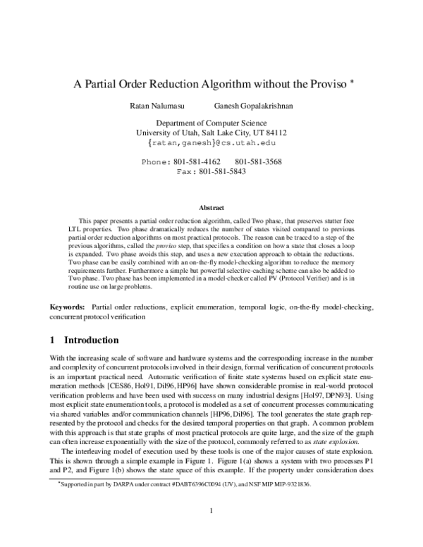 (PDF) A Partial Order Reduction Algorithm without the Proviso