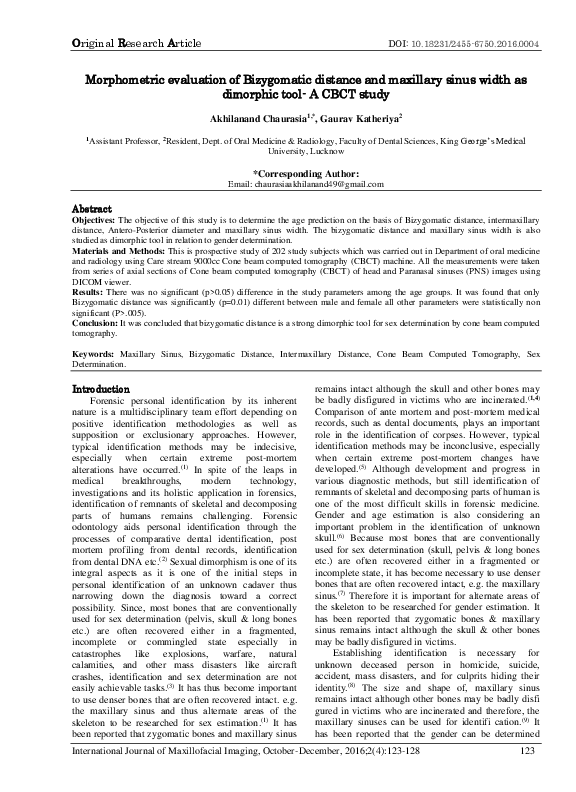 (PDF) Morphometric evaluation of Bizygomatic distance and maxillary ...