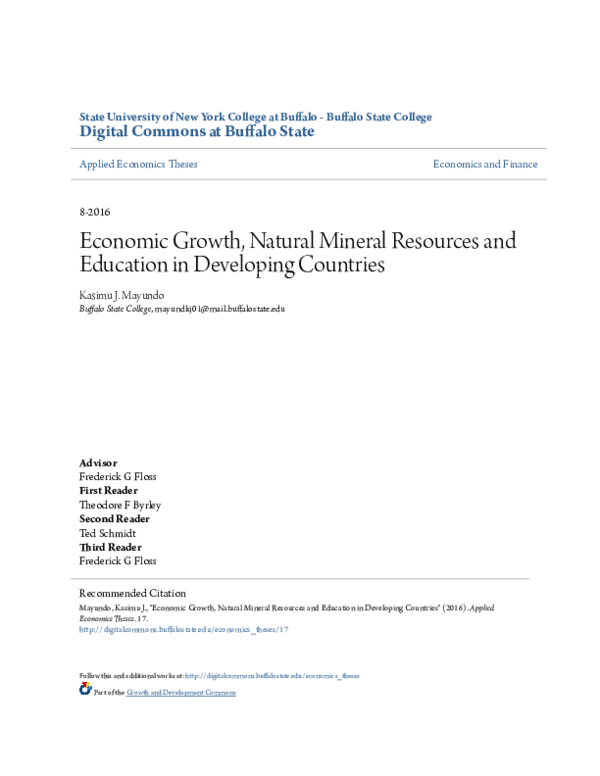 (PDF) Economic Growth, Natural Mineral Resources and Education in ...