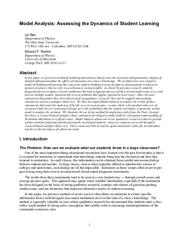 (PDF) Model analysis: Representing and assessing the dynamics of ...