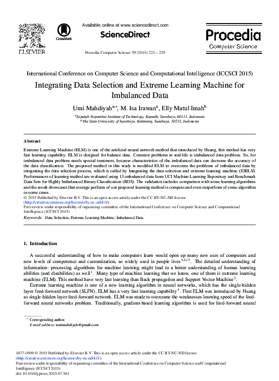 (PDF) Integrating Data Selection and Extreme Learning Machine for ...
