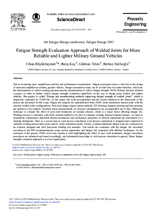 (PDF) Fatigue Strength Evaluation Approach of Welded Joints for More ...