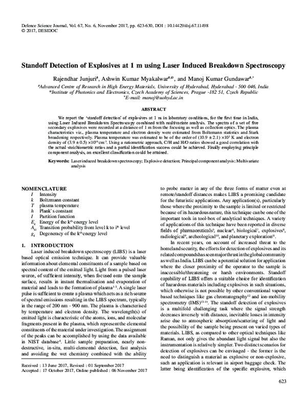 (PDF) Standoff Detection of Explosives at 1 m using Laser Induced ...