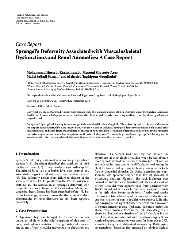 (PDF) Sprengel's Deformity Associated with Musculoskeletal Dysfunctions ...