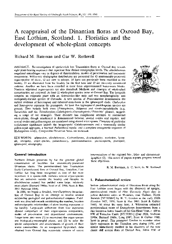 (PDF) A reappraisal of the Dinantian floras at Oxroad Bay, East Lothian ...
