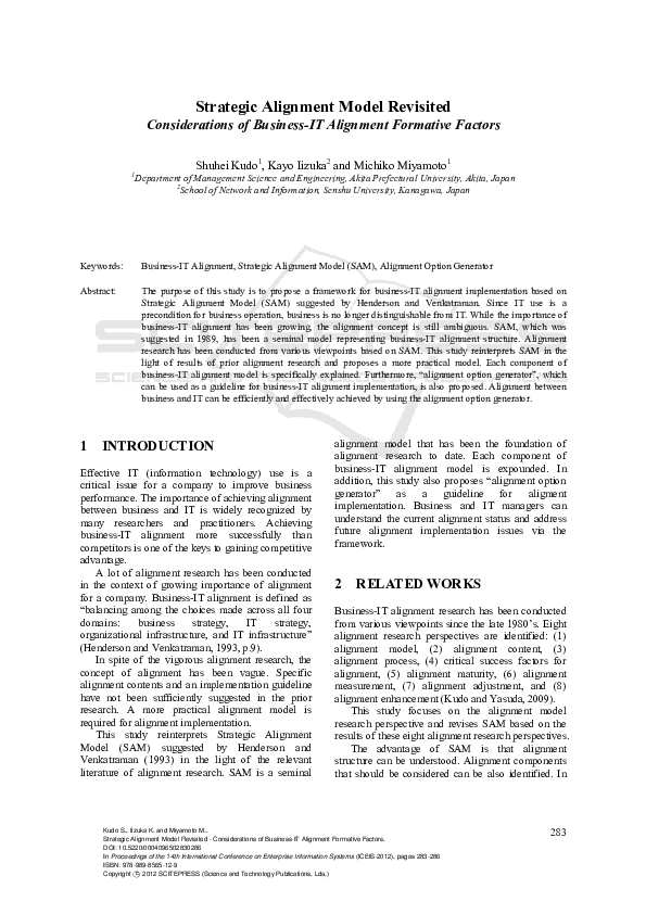 (PDF) Strategic Alignment Model Revisited - Considerations of Business ...