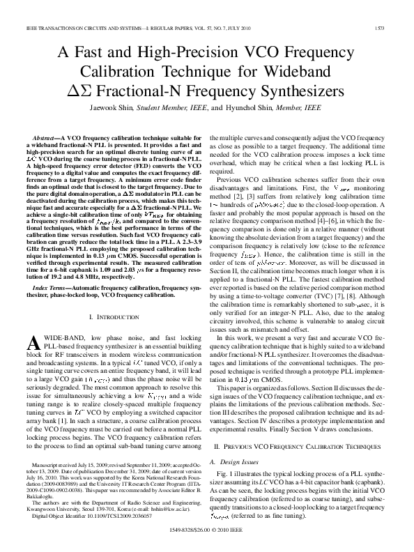 (PDF) A Fast and High-Precision VCO Frequency Calibration Technique for ...