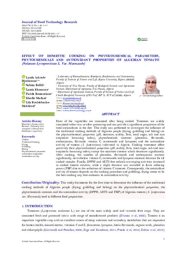 (PDF) Effect of Domestic Cooking on Physicochemical Parameters