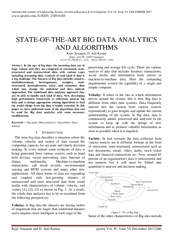 (PDF) State-Of-The-Art Big Data Analytics and Algorithms