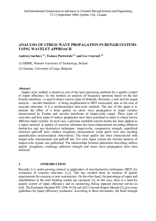 (PDF) Analysis of stress wave propagation in repair systems using ...