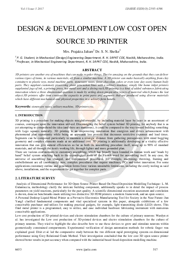 (PDF) Design & Development Low Cost Open Source 3D Printer