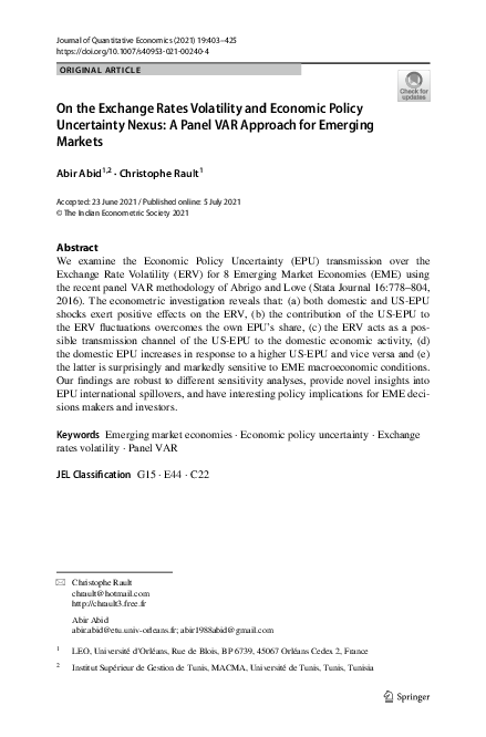 (PDF) On the Exchange Rates Volatility and Economic Policy Uncertainty ...