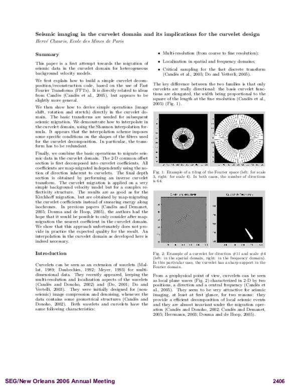 (PDF) Seismic imaging in the curvelet domain and its implications for ...