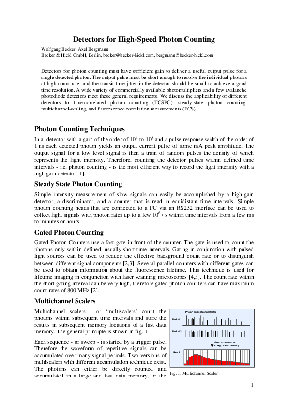 (PDF) Detectors for High-Speed Photon Counting