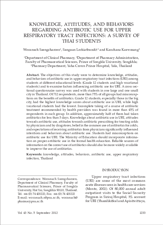 (PDF) Knowledge, attitudes, and behaviors regarding antibiotic use for ...