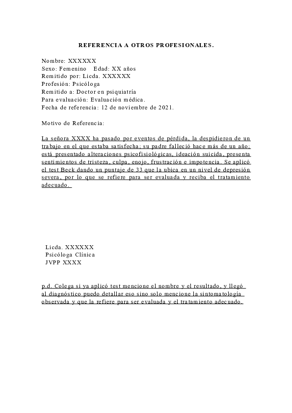 (DOC) REFERENCIA AL PSIQUIATRA formato
