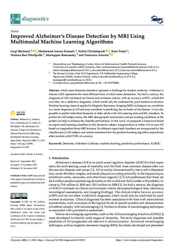 (PDF) Improved Alzheimer’s Disease Detection by MRI Using Multimodal ...