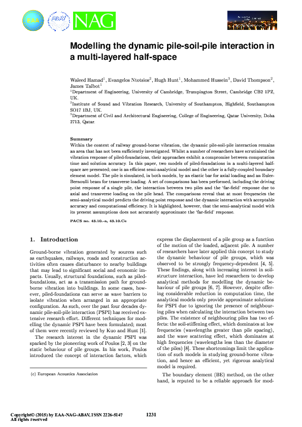 (PDF) Modelling the dynamic pile-soil-pile interaction in a multi ...
