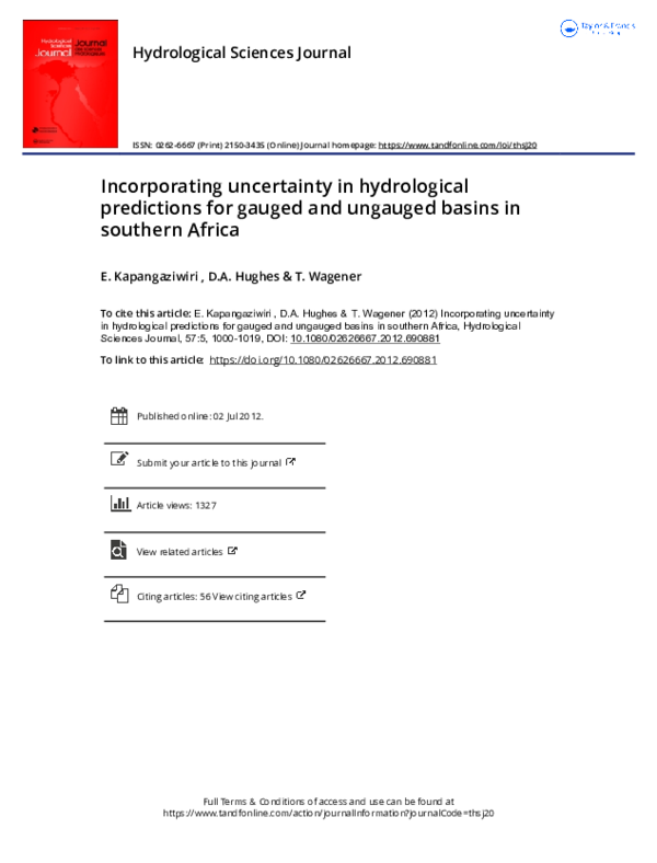 (PDF) Incorporating uncertainty in hydrological predictions for gauged ...