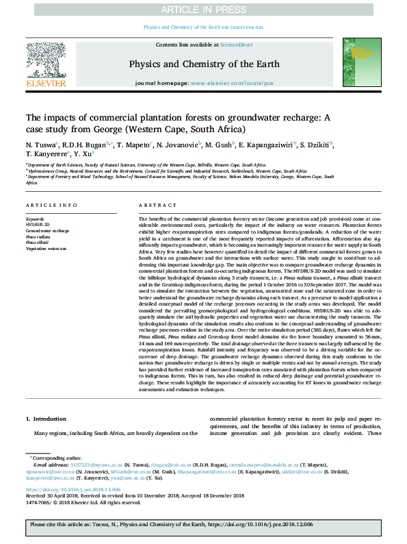 (PDF) The impacts of commercial plantation forests on groundwater ...