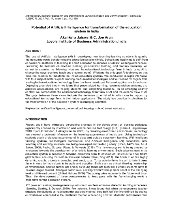 (PDF) Potential of Artificial Intelligence for transformation of the ...