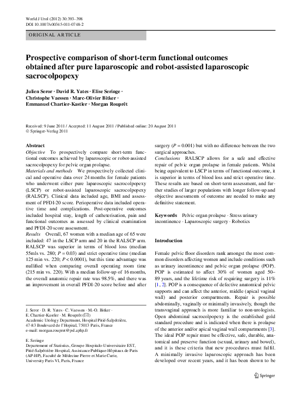 (PDF) Prospective comparison of short-term functional outcomes obtained ...