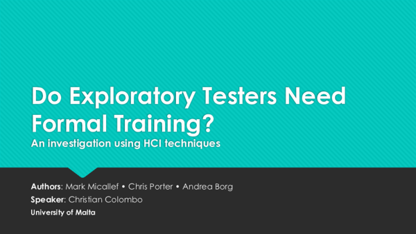  PDF Do Exploratory Testers Need Formal Training An Investigation 