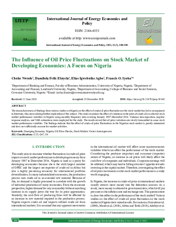 (PDF) The Influence of Oil Price Fluctuations on Stock Market of ...