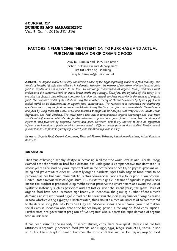 (PDF) Factors Influencing the Intention to Purchase and Actual Purchase ...