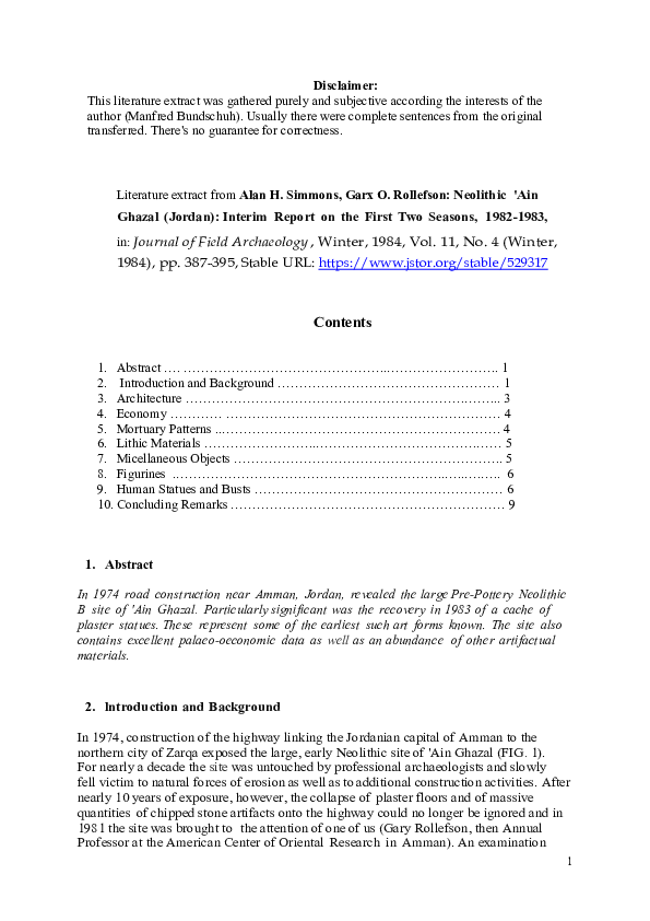 (PDF) Literature extract from Alan H. Simmons, Gary O. Rollefson ...