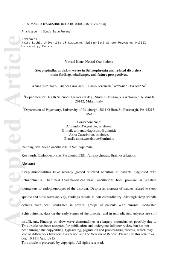 (PDF) Sleep spindles and slow waves in schizophrenia and related ...