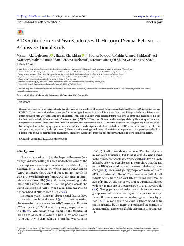 (PDF) Knowledge about and attitude towards HIV/AIDS among first year ...