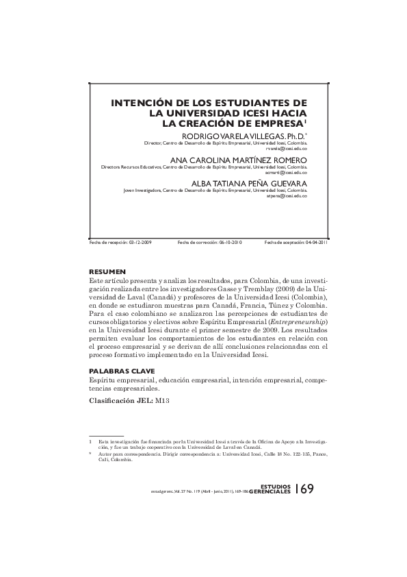 (PDF) Intención de los estudiantes de la universidad icesi hacia la ...