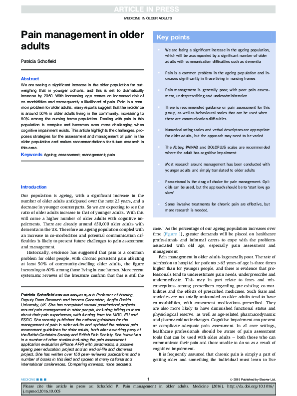 (PDF) Pain Management in Older Adults