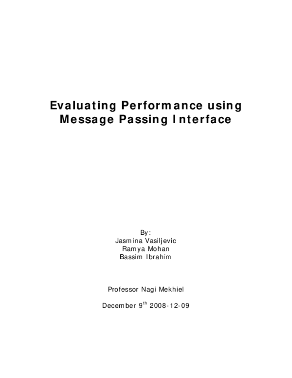 (PDF) Evaluating Performance using Message Passing Interface By
