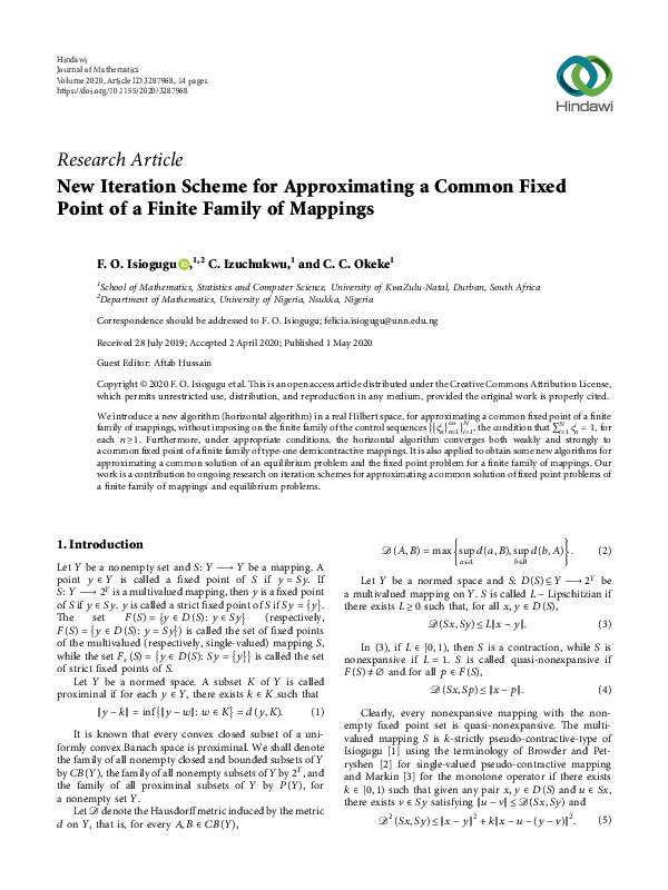 (PDF) New Iteration Scheme for Approximating a Common Fixed Point of a ...