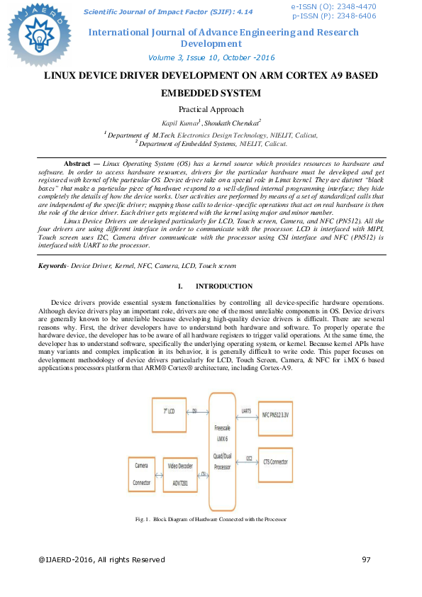 (PDF) Linux Device Driver Development on Arm Cortex A9 Based Embedded ...