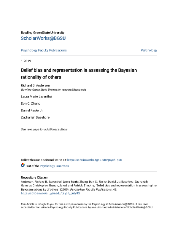 (PDF) Belief bias and representation in assessing the Bayesian ...