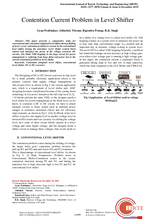 (PDF) Contention Current Problem in Level Shifter