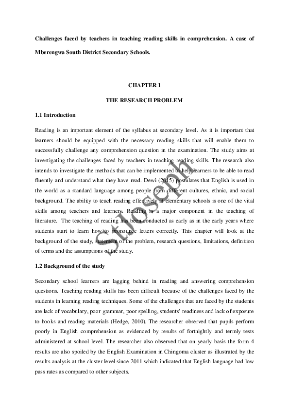 (PDF) Challenges faced by teachers in teaching reading skills in ...