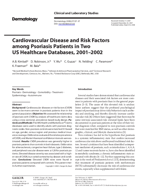 (PDF) Cardiovascular Disease and Risk Factors among Psoriasis Patients ...