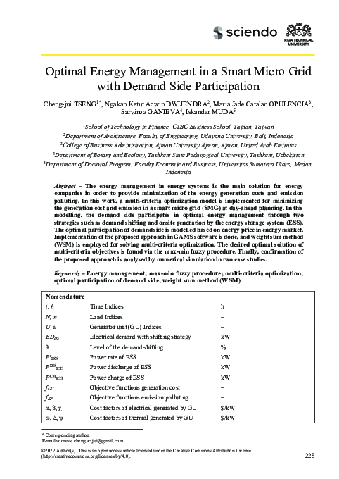 (PDF) Optimal Energy Management in a Smart Micro Grid with Demand Side ...