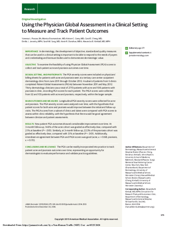 (PDF) Using the Physician Global Assessment in a Clinical Setting to