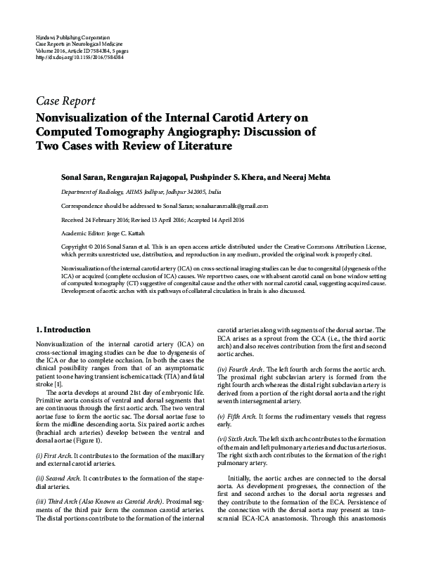 (PDF) Nonvisualization of the Internal Carotid Artery on Computed ...