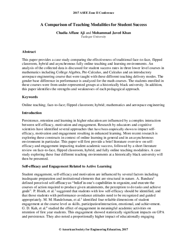 (PDF) A Comparison of Teaching Modalities for Student Success