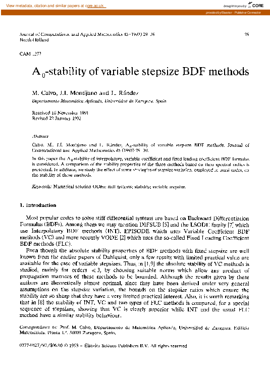 (PDF) A0-stability of variable stepsize BDF methods