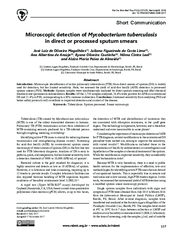 (PDF) Microscopic detection of Mycobacterium tuberculosis in direct or ...
