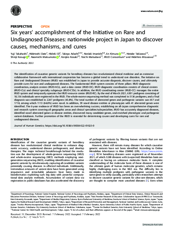(PDF) Six years’ accomplishment of the Initiative on Rare and ...