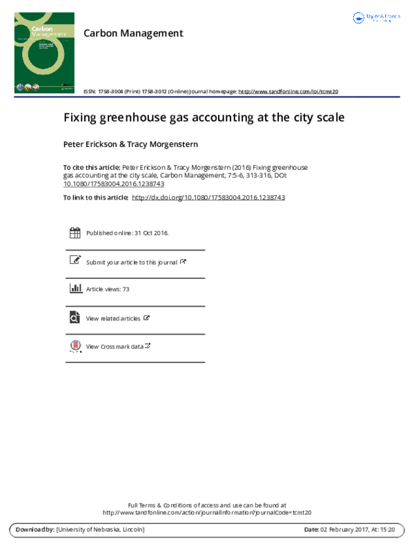 (PDF) Fixing greenhouse gas accounting at the city scale