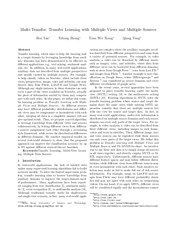(PDF) Multi-transfer: Transfer learning with multiple views and ...